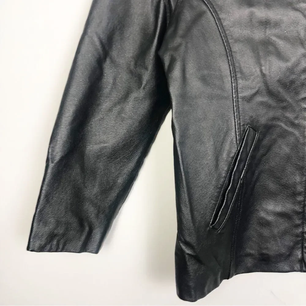 WILSONS LEATHER | Kids Black Leather Zip Front Jacket Youth Size Large